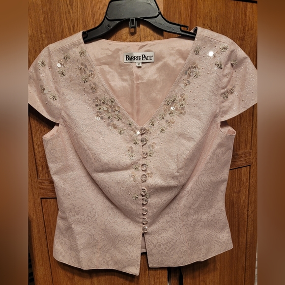 2 piece vintage blush pink shimmery outfit Barrie Pace size 10 - Picture 9 of 11